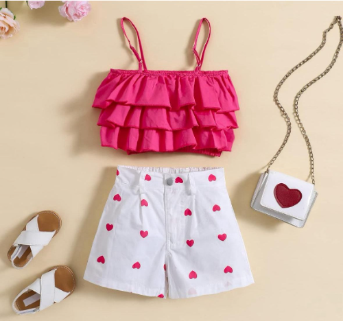 CJ SHORT CORAZONES TOP FUCSIA