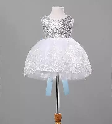VESTIDO FIESTA FROZEN PLATEADO BAUTIZO