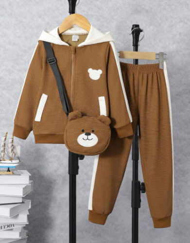 CJ SUDADERA CAFÉ NIÑO OSO *3 PIEZAS