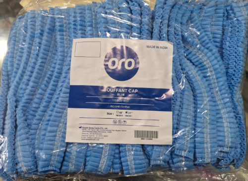 Gorros quirúrgicos, azul, 100 unds, ORO