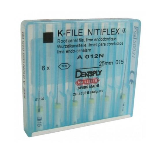 Limas K-File Nitiflex 25mm #15, 6 unds, Dentsply