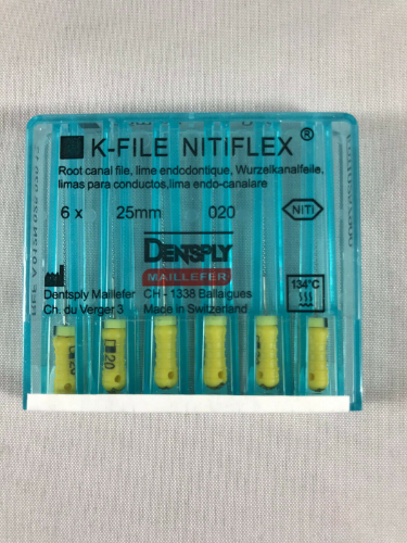 Limas K-File Nitiflex 25mm #20, 6 unds, Dentsply