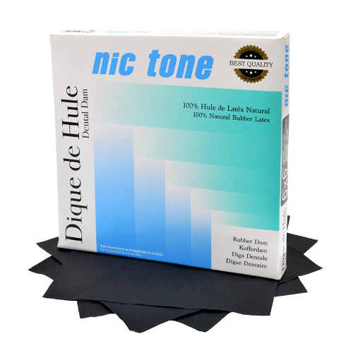 Dique de hule NicTone 6"x6", medio, negro, MDC Dental
