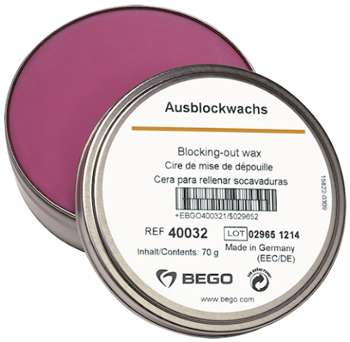 Cera para rellenar socavaduras, color rosado, 70g. Bego #40032