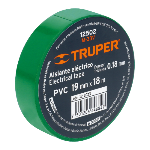 Cinta Aislar Verde 19mmx18mt 15502 Truper