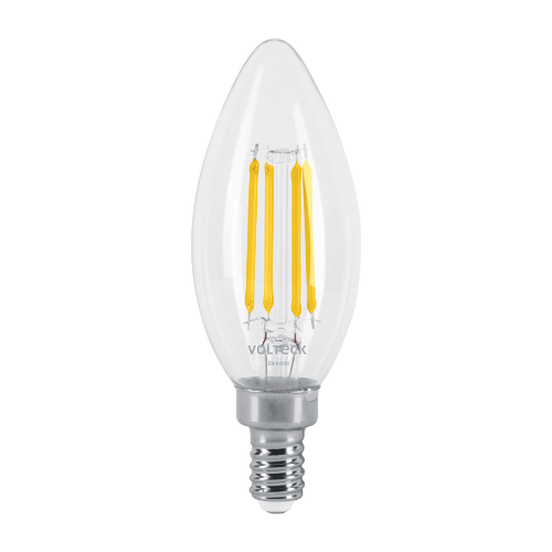 Lampara LED Tipo Vela 4W Con Filamento Base E12 Luz Calida 48253 Volteck