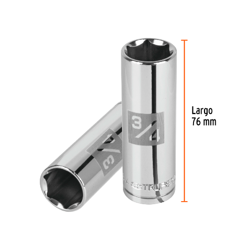 Dado Largo 3/4" Cuadro 1/2" 13329 Truper