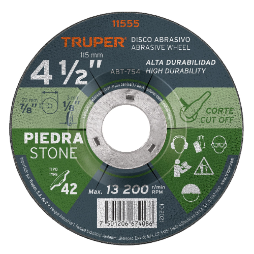 Disco Abrasivo Para Corte Piedra 4-1/2" 11555 Truper