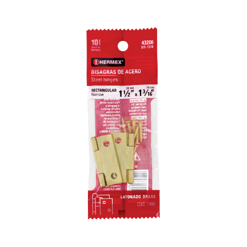 Bisagra Laton 1-1/2" Rectangular Blister 2 piezas 43206 Hermex