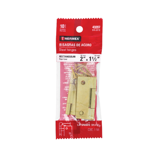 Bolsa Con 2 Bisagras Rectangulares 2" Acero Latonado 43207 Hermex