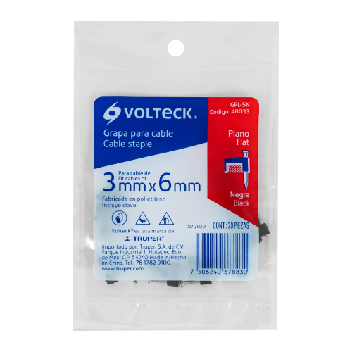 Grapa Cuadro 3mm Negro 48033 Volteck