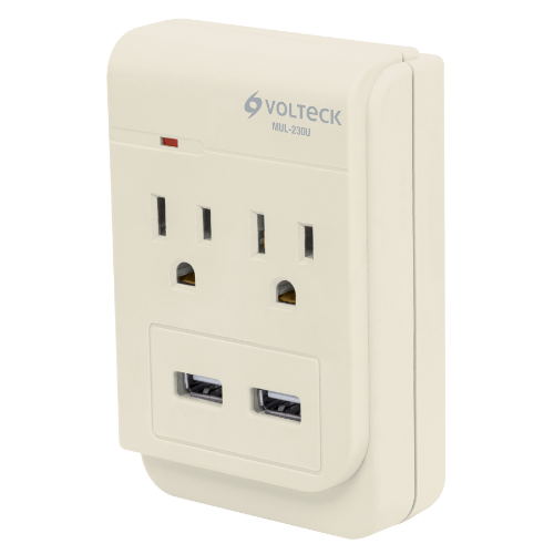 Multicontacto 2 Entradas Con 2 entradas USB Aterrizado 46088 Volteck