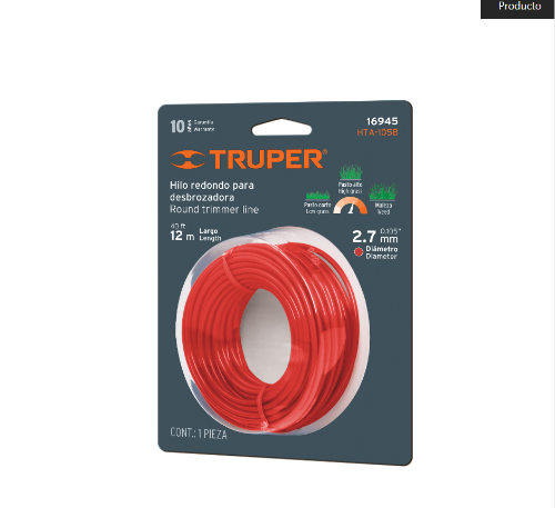 Hilo Redondo Para Desbrozadora 2.7mmX12Mt 16945 Truper