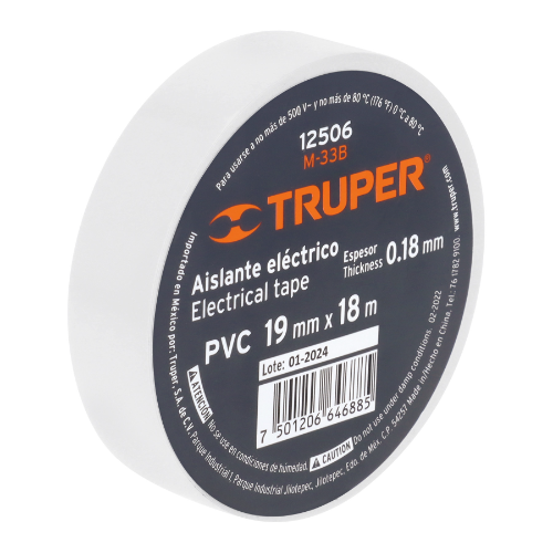 Cinta Aislar Blanca 19mmx18mt 15506 Truper