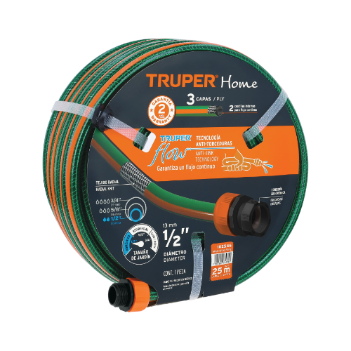 Manguera 1/2"x25Mt Reforzada Conexion Plastica 102546 Truper