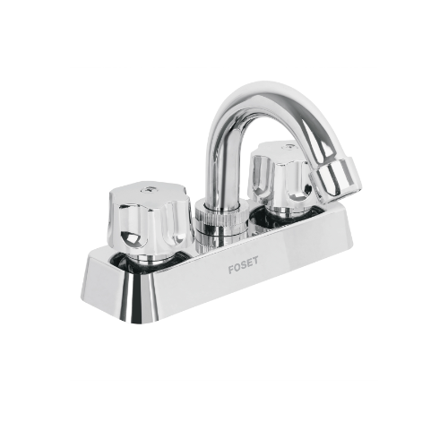 Mezcladora 4" Lavabo ABS Cuello Curvo Hexagonal 49282 Foset Basic