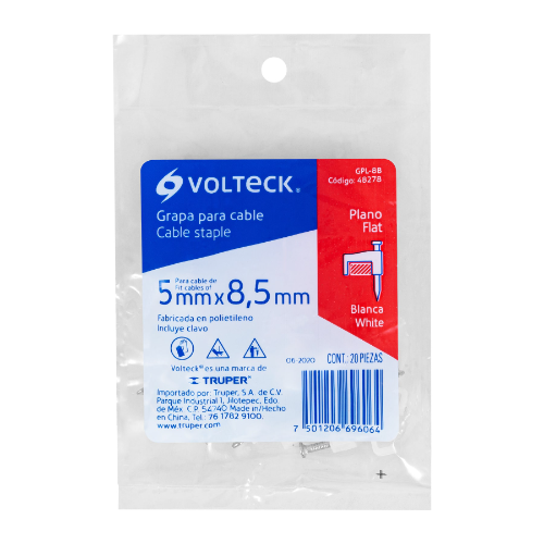 Grapa Cuadro 5mm Blanca 48278 Volteck