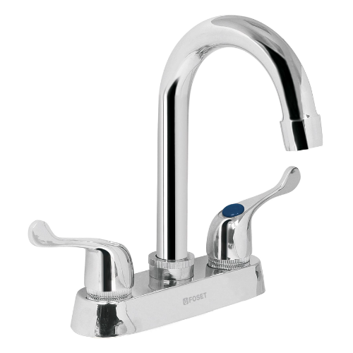 Mezcladora Para Lavabo Laton Acabado Cromado Cuello Bar Maneral Palanca 49280 Foset Basic