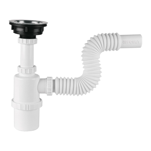 Cespol Flexible De Bote Con Contracanasta De Acero Inoxidable Para Fregadero 49506 Foset