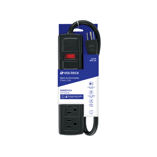 Multicontacto Domestico 4 Entradas Negro 48539 Volteck