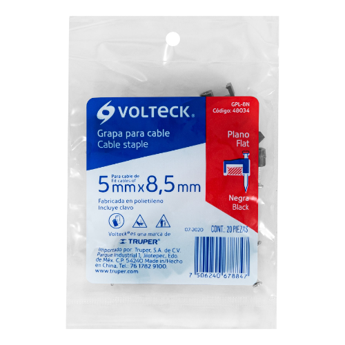 Grapa Cuadro 5mm Negro 48034 Volteck