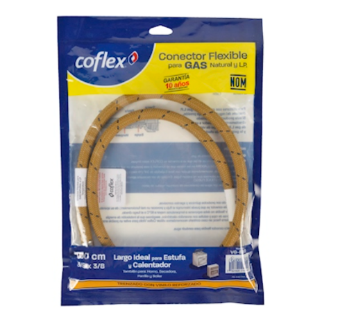 Manguera 100cm Flexible Para Gas Natural y LP 3/8"x3/8" VG-B100 Coflex