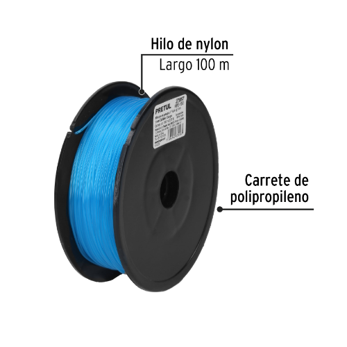 HILO NYLON ROLLO 100M, 0.90MM AZUL