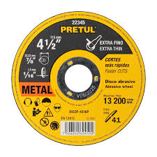 Disco tipo 41 para corte fino de metal 4-1/2", 1.0mm pretul