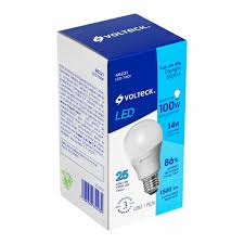Lampara led tipo bulbo A19 9w luz de dia, caja, volteck