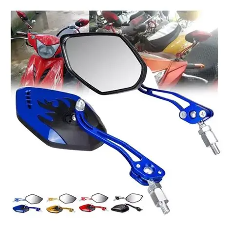 ESPEJO DE MOTO UNIVERSAL AZUL FLAMA