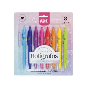 BOLIGRAFO PUNTO FINO RECTRATIL COLORES FASHION CON 8 PIEZAS KIUT