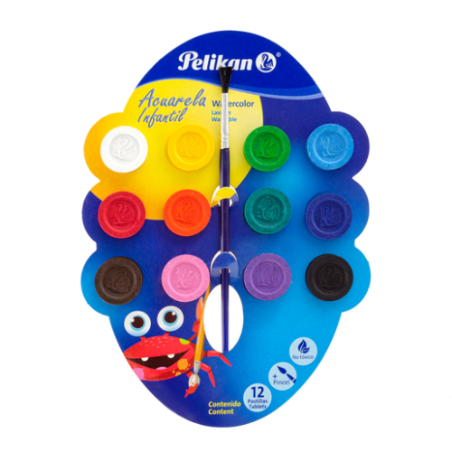 ACUARELA INFANTIL PELIKAN 12 PIEZAS