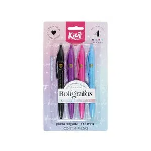 BOLIGRAFO DE PUNTO FINO RETRACTIL COLORES FASHION  CON 4 PIEZAS KIUT