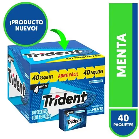 Trident 4's Goma de Mascar Sin Azúcar Menta Papel 5.2 g