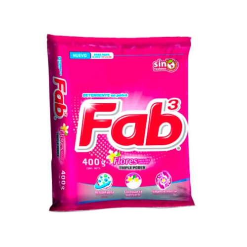 Fab  poder detergente flores 400g
