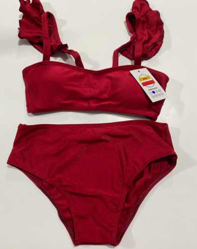 T: M Biquíni modelo chopty calcinha larga Vermelho