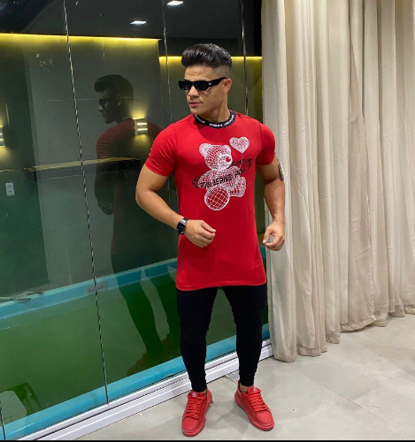 T: P Camisa Pow Vermelha Branco @