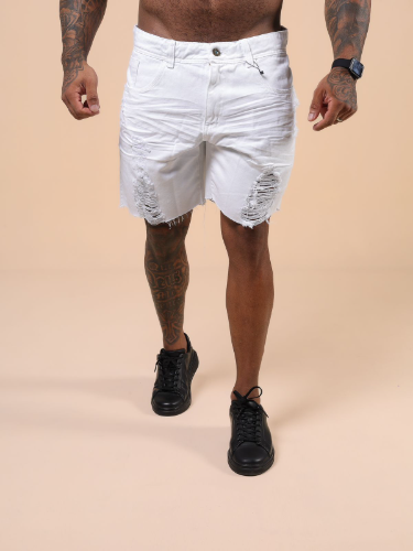 N: 40 Bermuda jeans Branca Rasgada curta