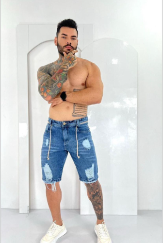 N:42 Bermuda Jeans Drnk Cordão Branco
