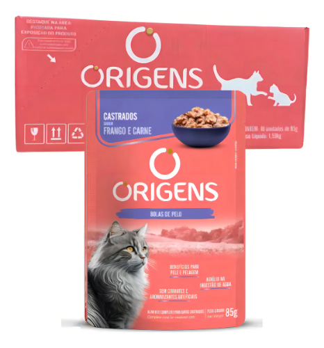 Sache origens gato castrado (FRANGO/CARNE) 18X85G