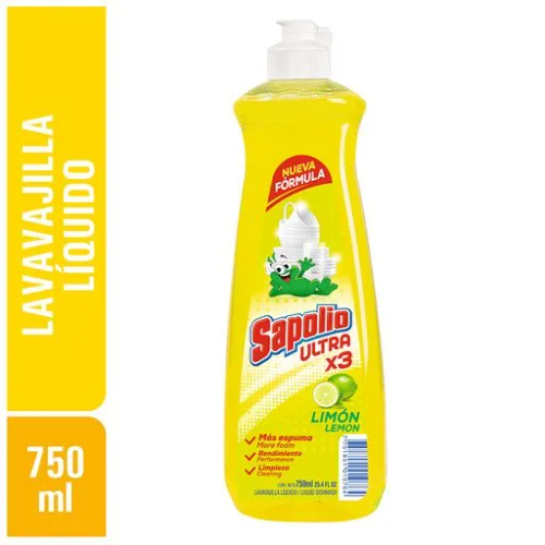 Lavavajilla Sapolio liquido max poder limón 750ml