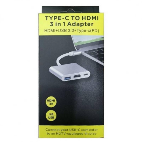 Convetidor tipo C  a HDMI E USB RJ45 3 EN 1