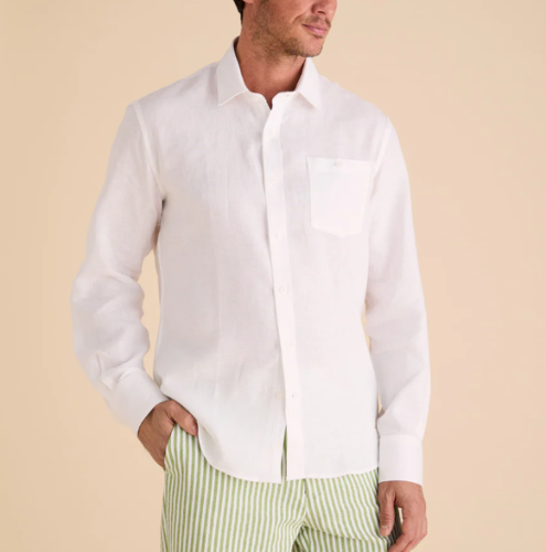 LS880 02-WHITE INSERCH CAMISA DE LINO