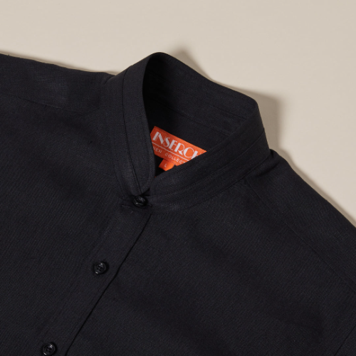 SS716 01-BLACK INSERCH CAMISA DE LINO