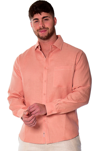Camisa de lino bohío salmón mls2043