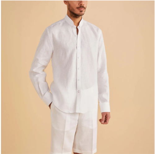 LS716 02-WHITE INSERCH CAMISA DE LINO
