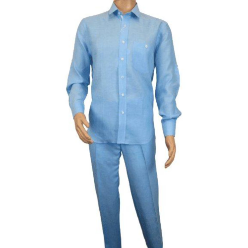 LS29116 154-LAKE BLUE INSERCH CAMISA DE LINO