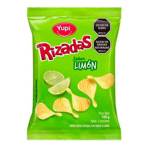 Yupi Rizadas Papas Onduladas Limón Bolsa 36 g
