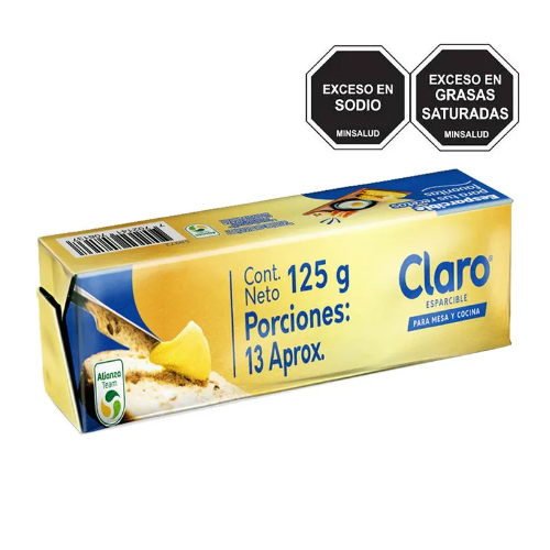 Claro Margarina para Mesa y Cocina Barra 125 g
