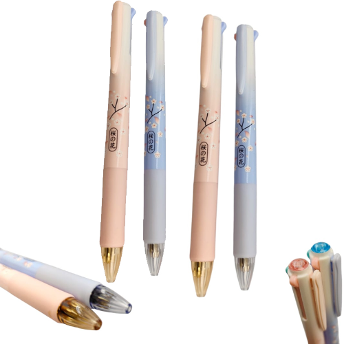 CANETA ESFEROGRÁFICA 4 CORES - FLOR DE SAKURA